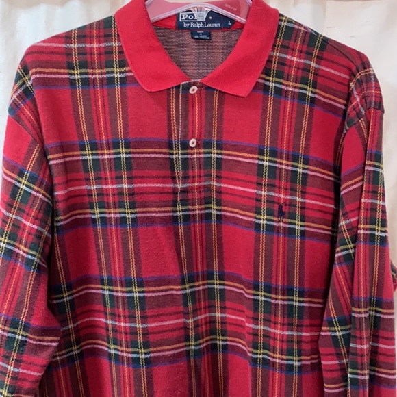 NO DISCOUNT Polo Ralph Lauren red green plaid top sweater L holidays